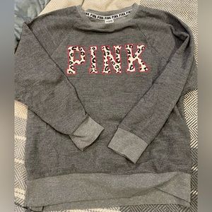 PINK Victoria’s Secret Grey leopard print pullover